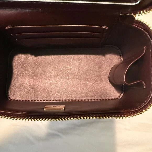 Dark Burgundy Leather Vanity Crossbody Bag - Picture 8 of 8